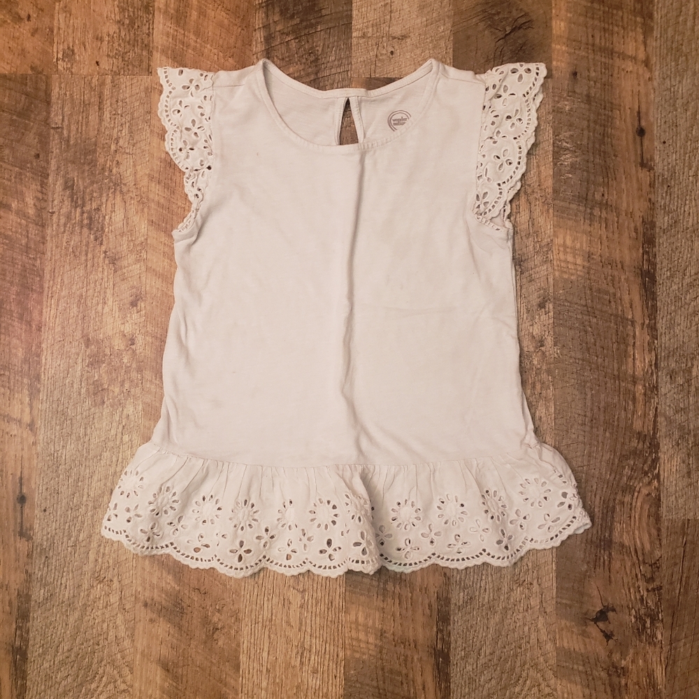 Wonder Nation White Embellished Sleeveless Blouse 7-8